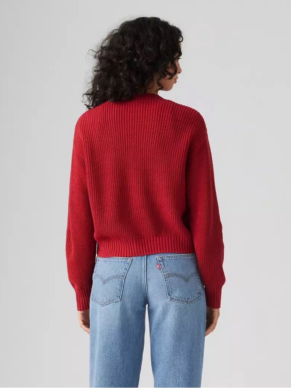Levi's Red Button-Front V-Neck Women's Cardigan sweater medium M - Picture 2 of 7